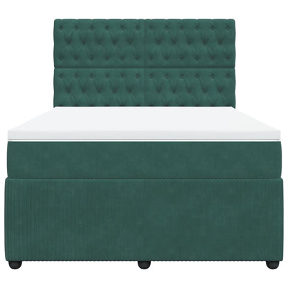 Boxspring met matras fluweel donkergroen 140x190 cm