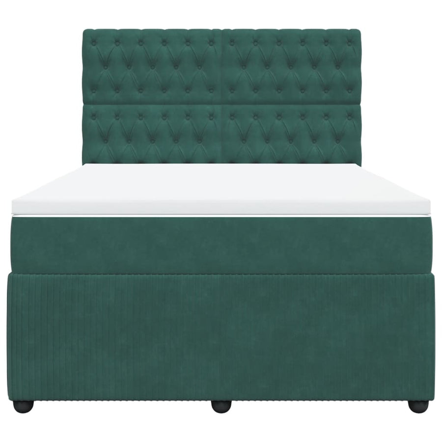 Boxspring met matras fluweel donkergroen 140x190 cm