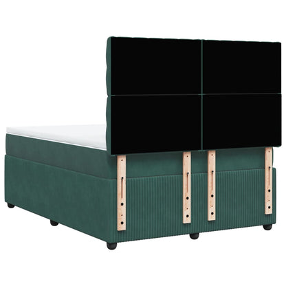 Boxspring met matras fluweel donkergroen 140x190 cm
