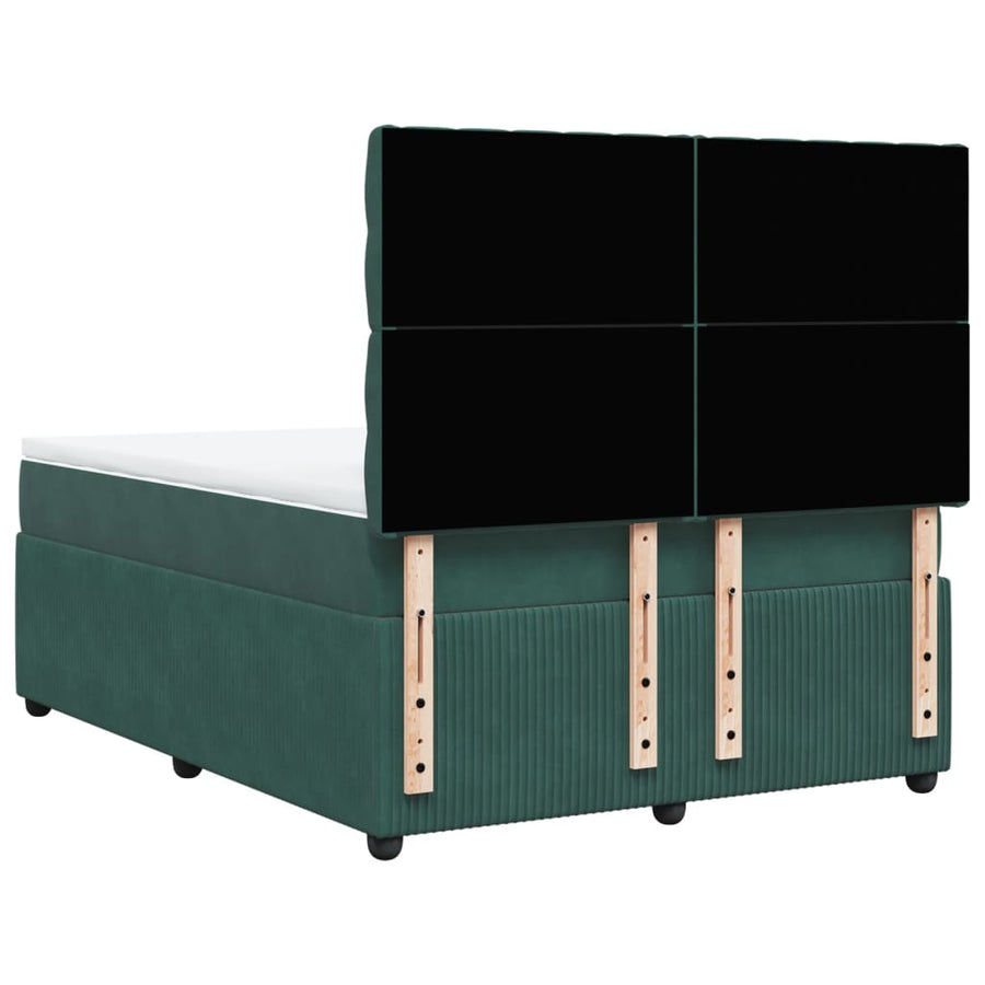 Boxspring met matras fluweel donkergroen 140x190 cm