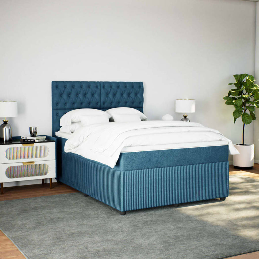 Boxspring met matras fluweel blauw 140x190 cm