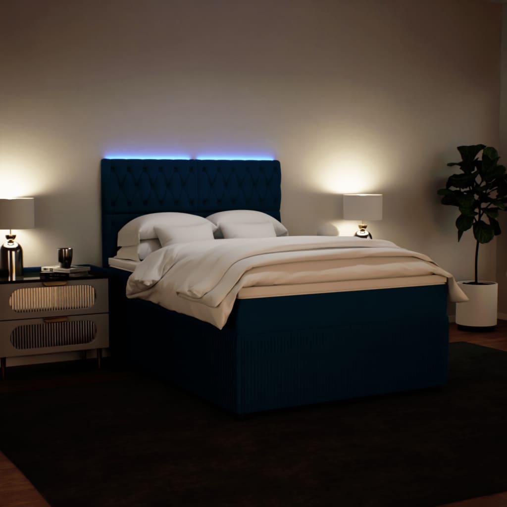 Boxspring met matras fluweel blauw 140x190 cm