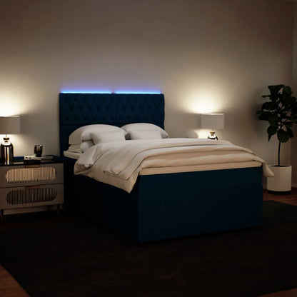 Boxspring met matras fluweel blauw 140x190 cm