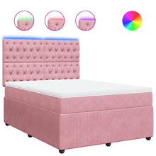 Boxspring met matras fluweel roze 140x190 cm