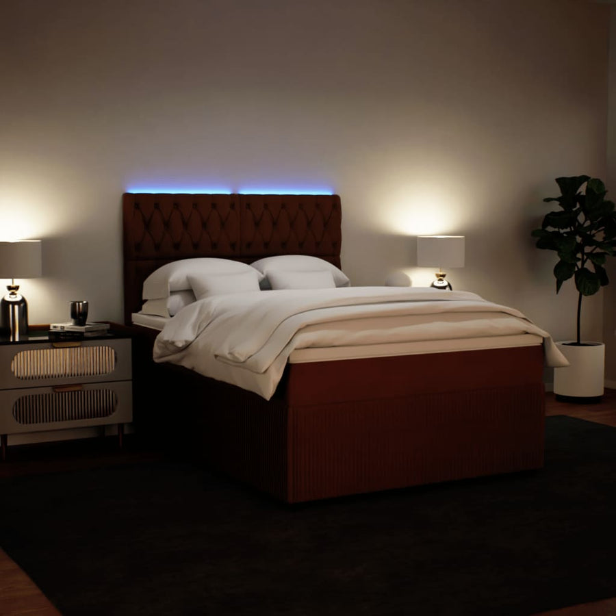 Boxspring met matras fluweel roze 140x190 cm