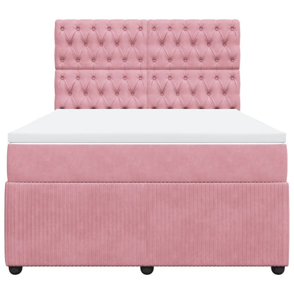 Boxspring met matras fluweel roze 140x190 cm