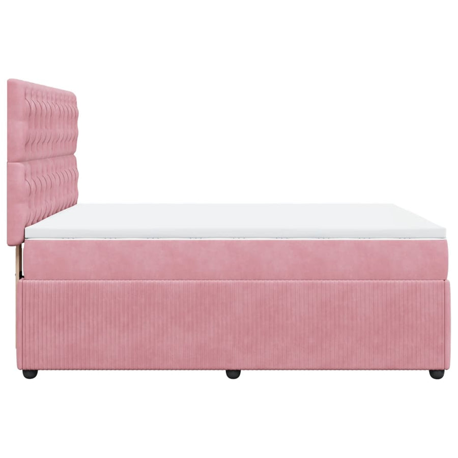 Boxspring met matras fluweel roze 140x190 cm