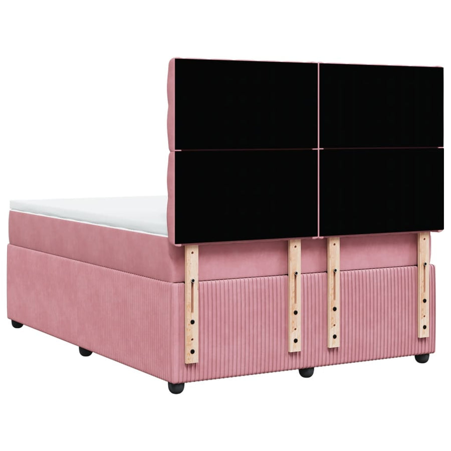 Boxspring met matras fluweel roze 140x190 cm