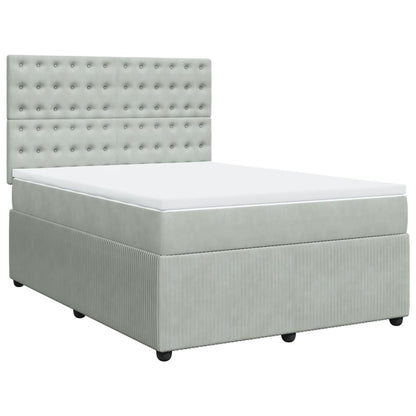 Boxspring met matras fluweel lichtgrijs 140x190 cm