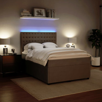 Boxspring met matras fluweel lichtgrijs 140x190 cm