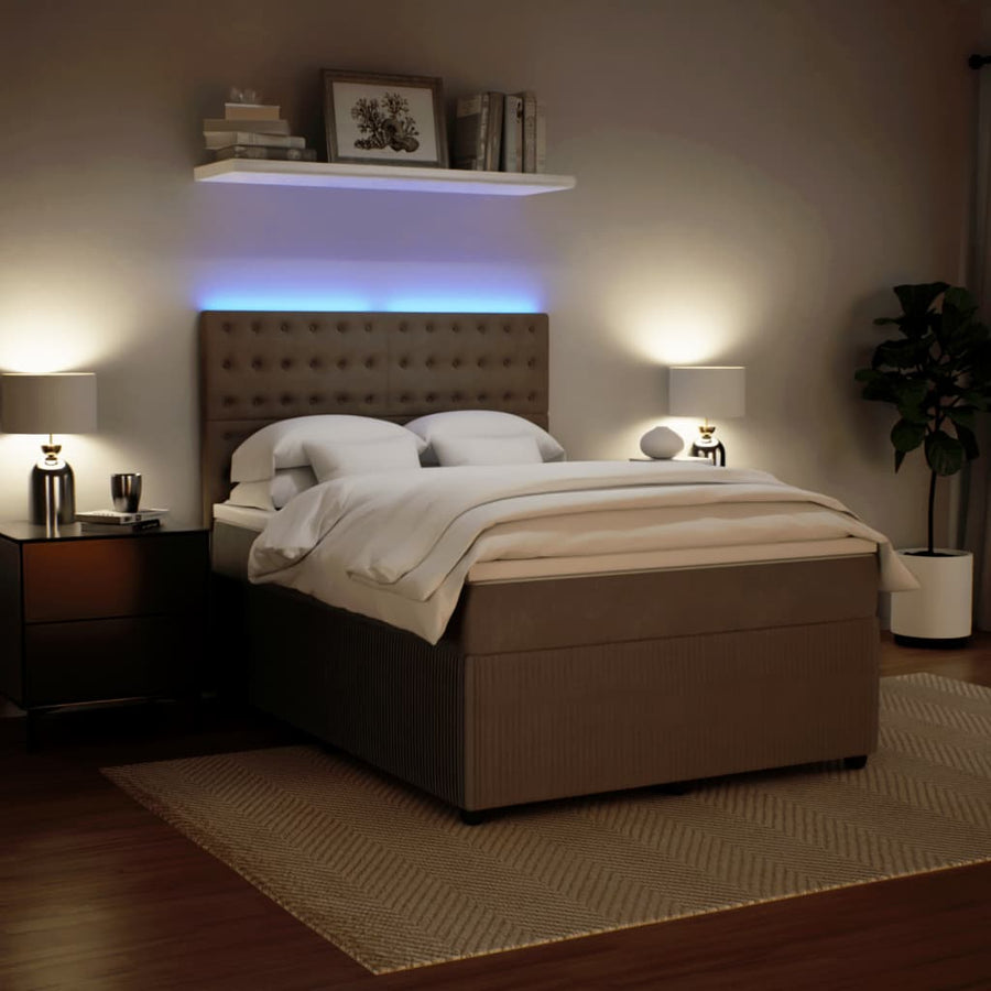 Boxspring met matras fluweel lichtgrijs 140x190 cm