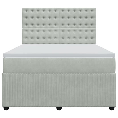 Boxspring met matras fluweel lichtgrijs 140x190 cm