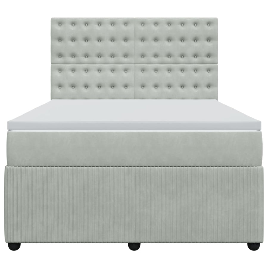 Boxspring met matras fluweel lichtgrijs 140x190 cm