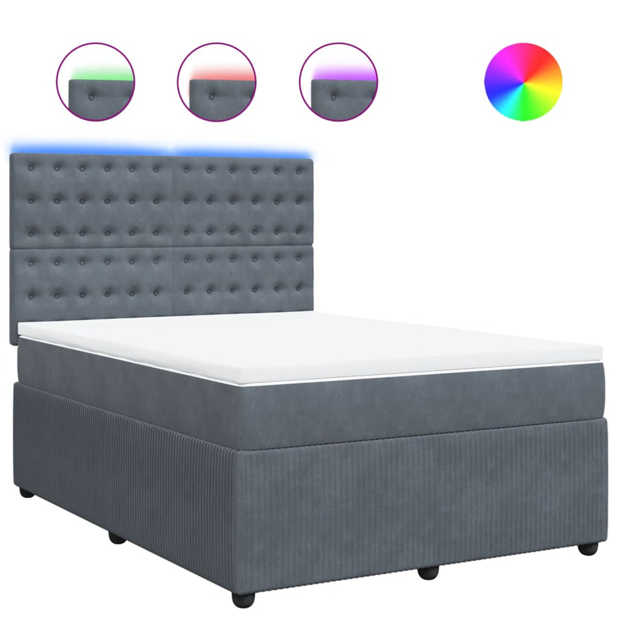 Boxspring met matras fluweel donkergrijs 140x190 cm