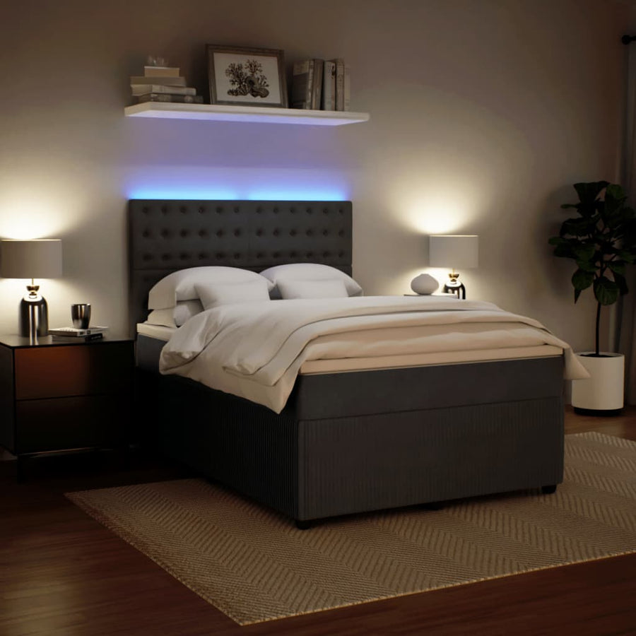 Boxspring met matras fluweel donkergrijs 140x190 cm