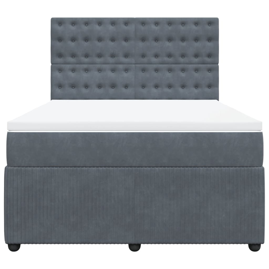 Boxspring met matras fluweel donkergrijs 140x190 cm