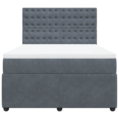 Boxspring met matras fluweel donkergrijs 140x190 cm