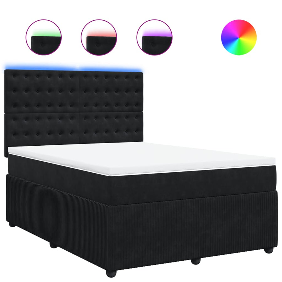 Boxspring met matras fluweel zwart 140x190 cm