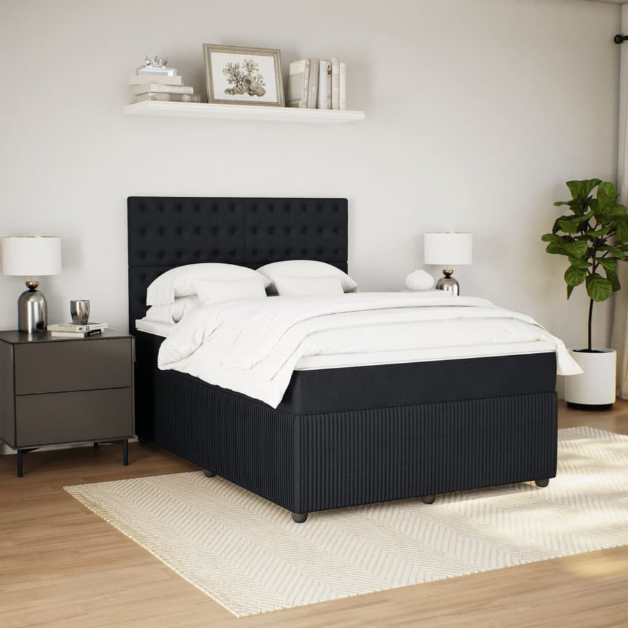 Boxspring met matras fluweel zwart 140x190 cm