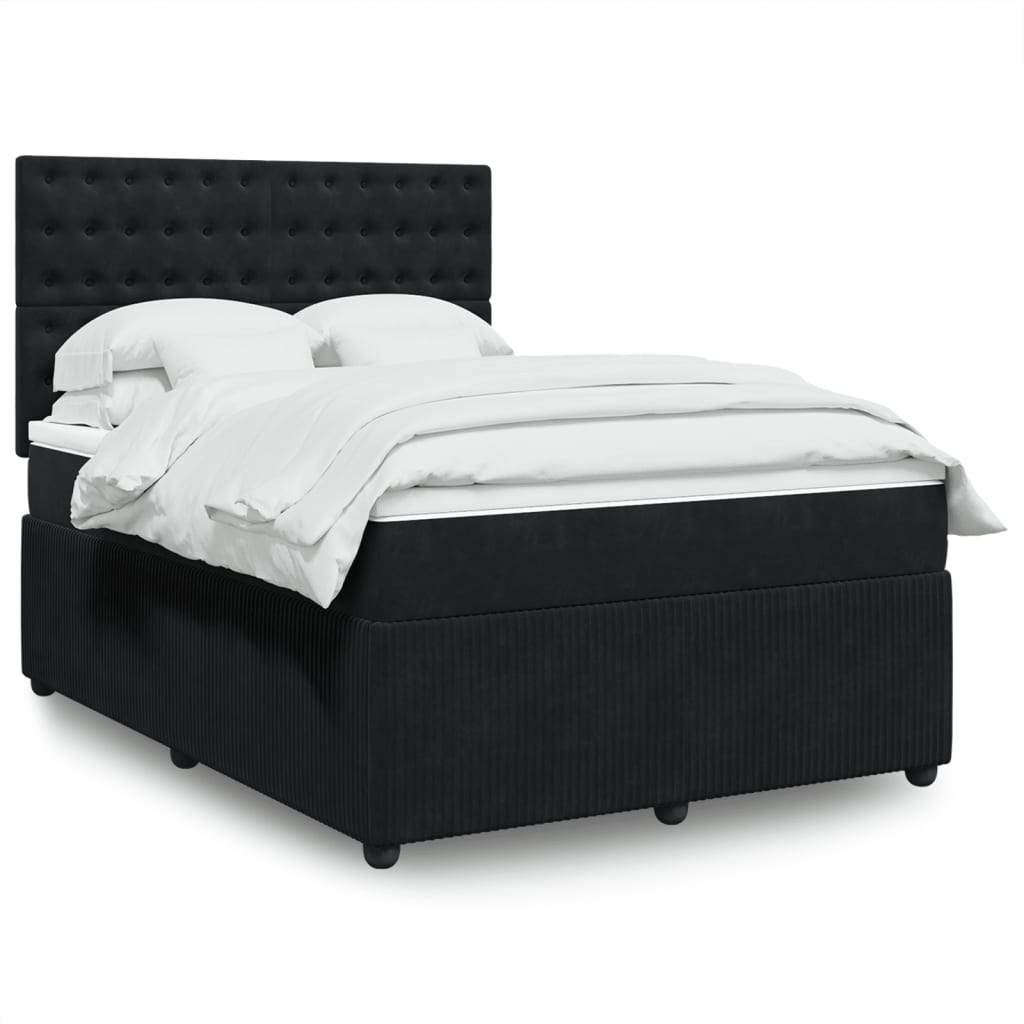 Boxspring met matras fluweel zwart 140x190 cm