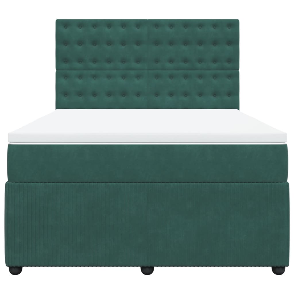 Boxspring met matras fluweel donkergroen 140x190 cm