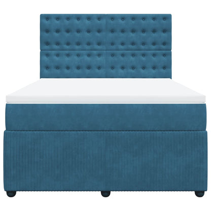 Boxspring met matras fluweel blauw 140x190 cm