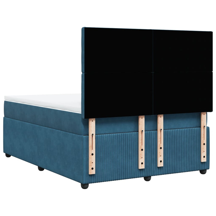 Boxspring met matras fluweel blauw 140x190 cm
