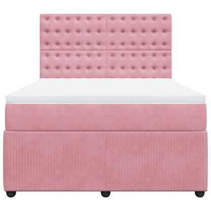 Boxspring met matras fluweel roze 140x190 cm