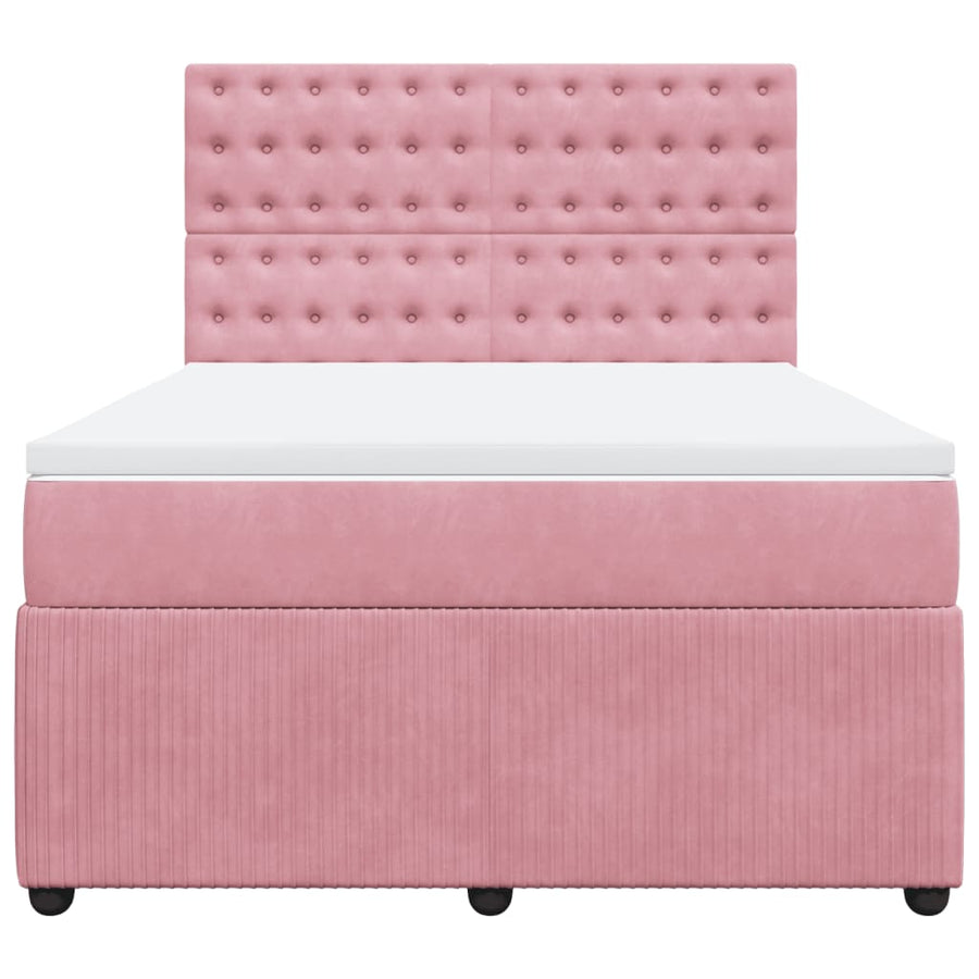 Boxspring met matras fluweel roze 140x190 cm