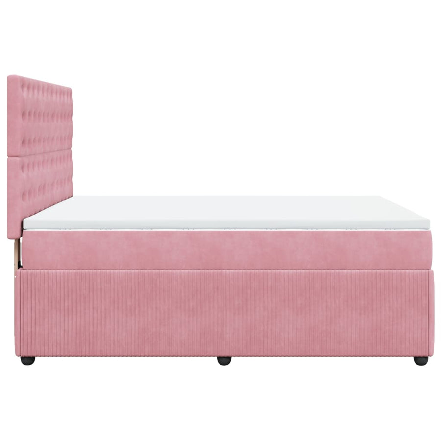 Boxspring met matras fluweel roze 140x190 cm