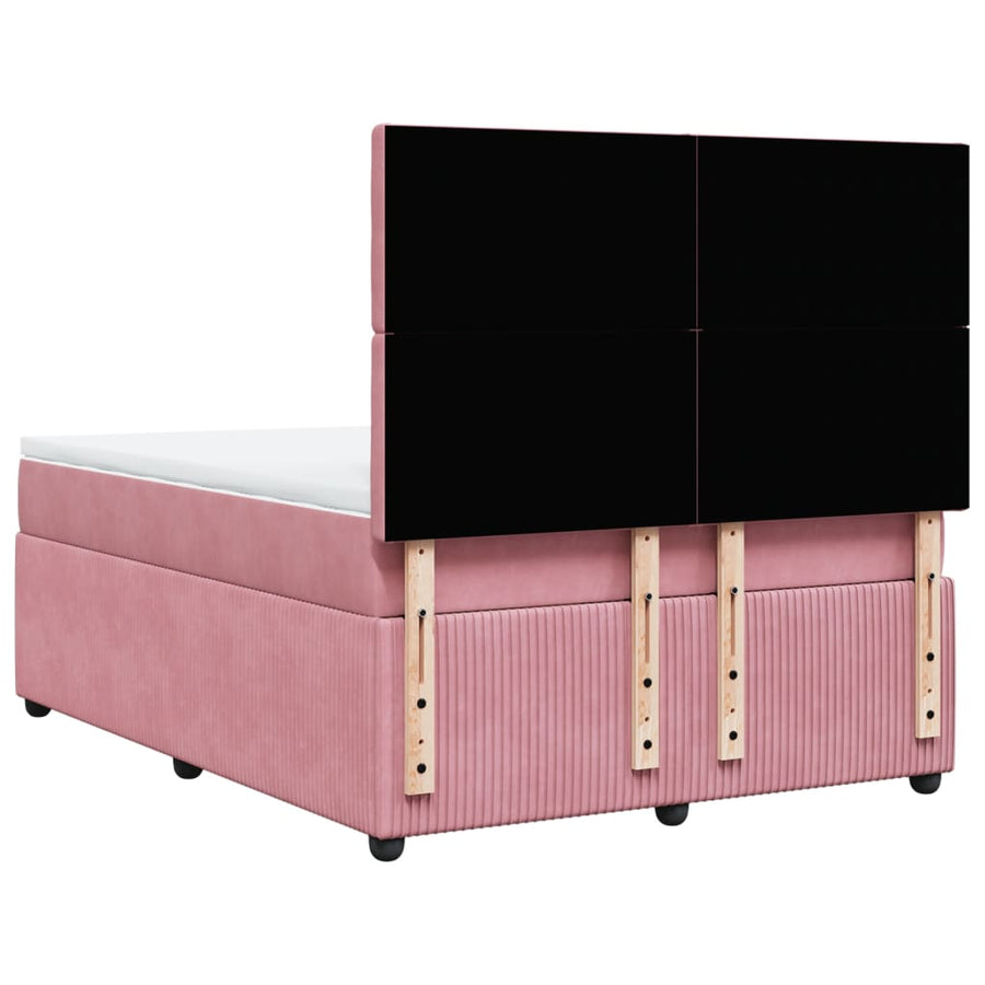 Boxspring met matras fluweel roze 140x190 cm