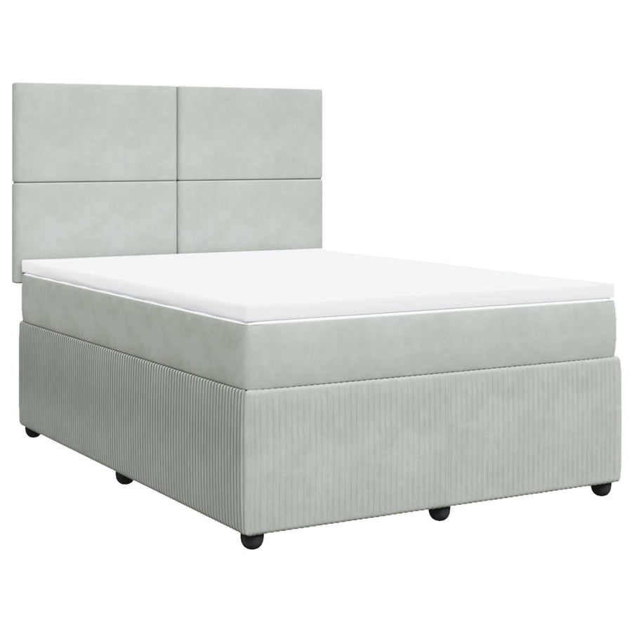 Boxspring met matras fluweel lichtgrijs 140x200 cm