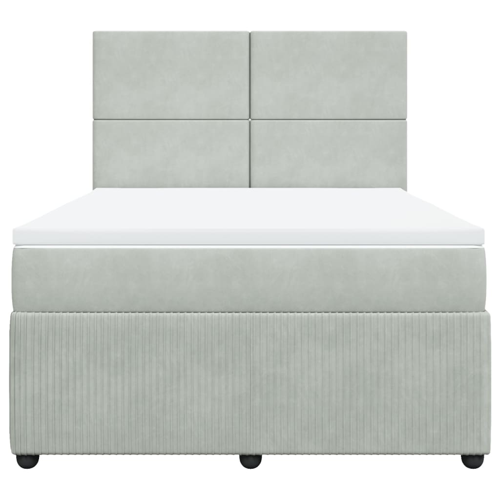 Boxspring met matras fluweel lichtgrijs 140x200 cm