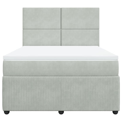 Boxspring met matras fluweel lichtgrijs 140x200 cm