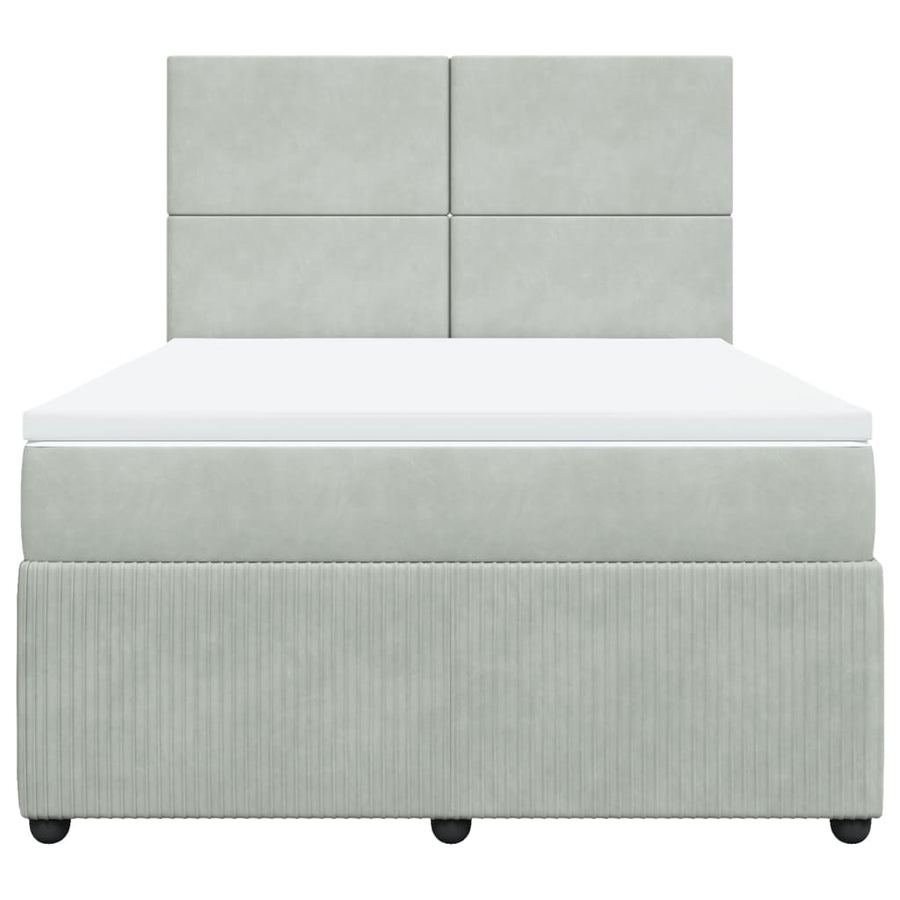 Boxspring met matras fluweel lichtgrijs 140x200 cm