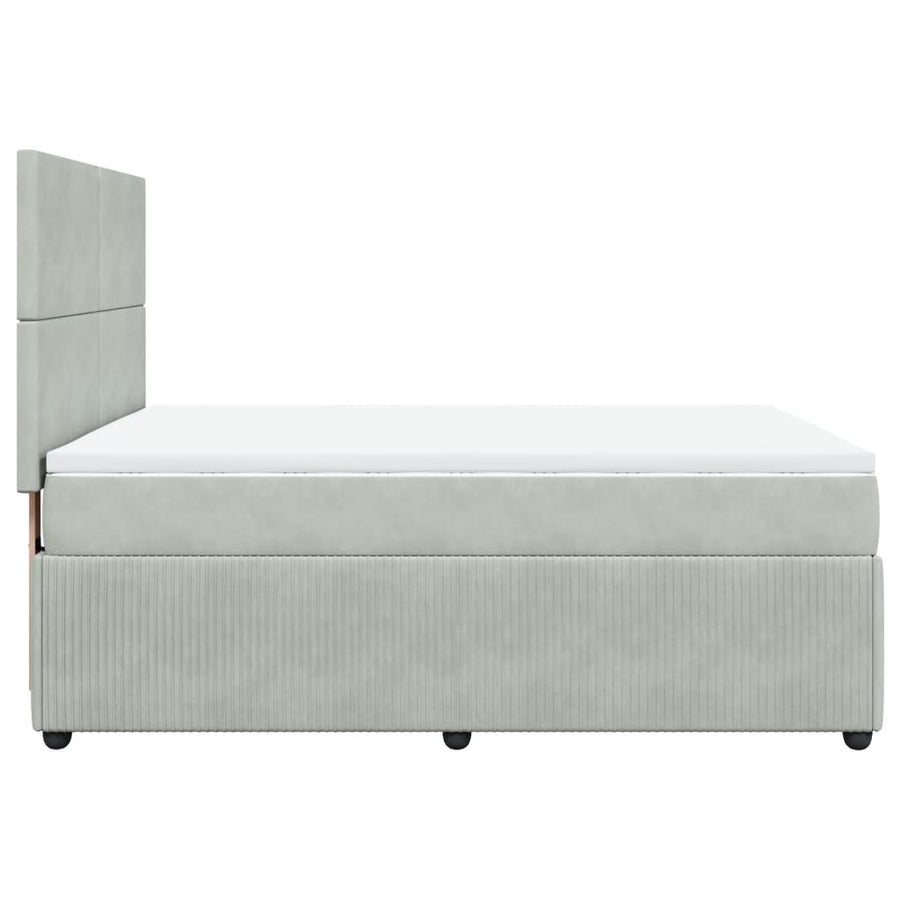 Boxspring met matras fluweel lichtgrijs 140x200 cm