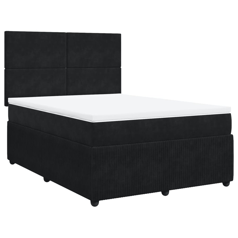 Boxspring met matras fluweel zwart 140x200 cm