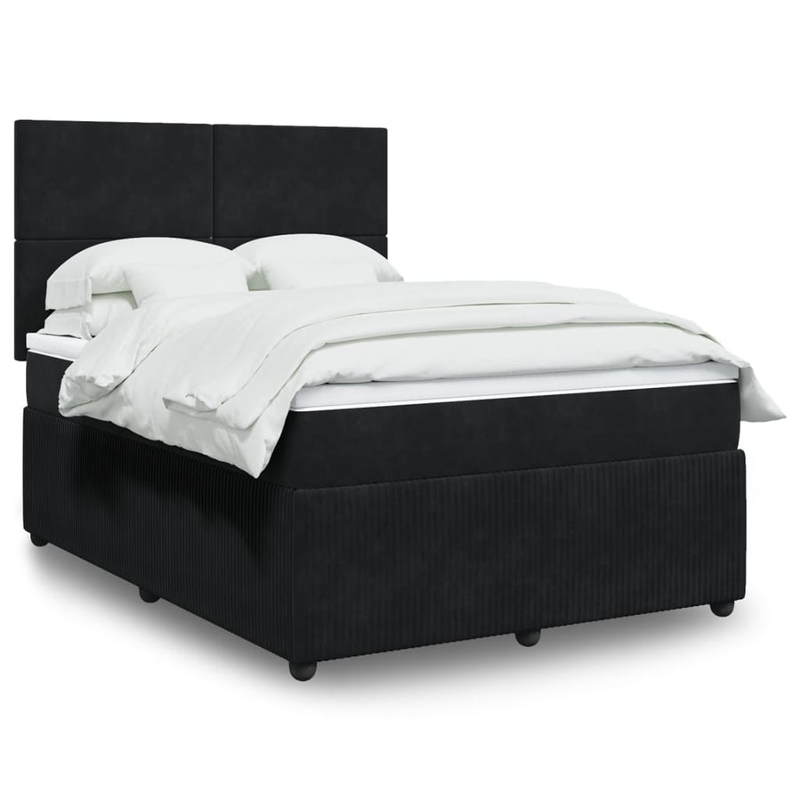 Boxspring met matras fluweel zwart 140x200 cm