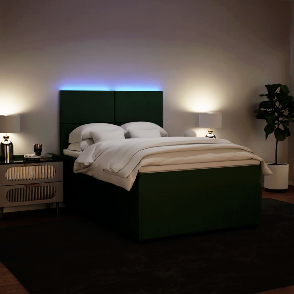 Boxspring met matras fluweel donkergroen 140x200 cm