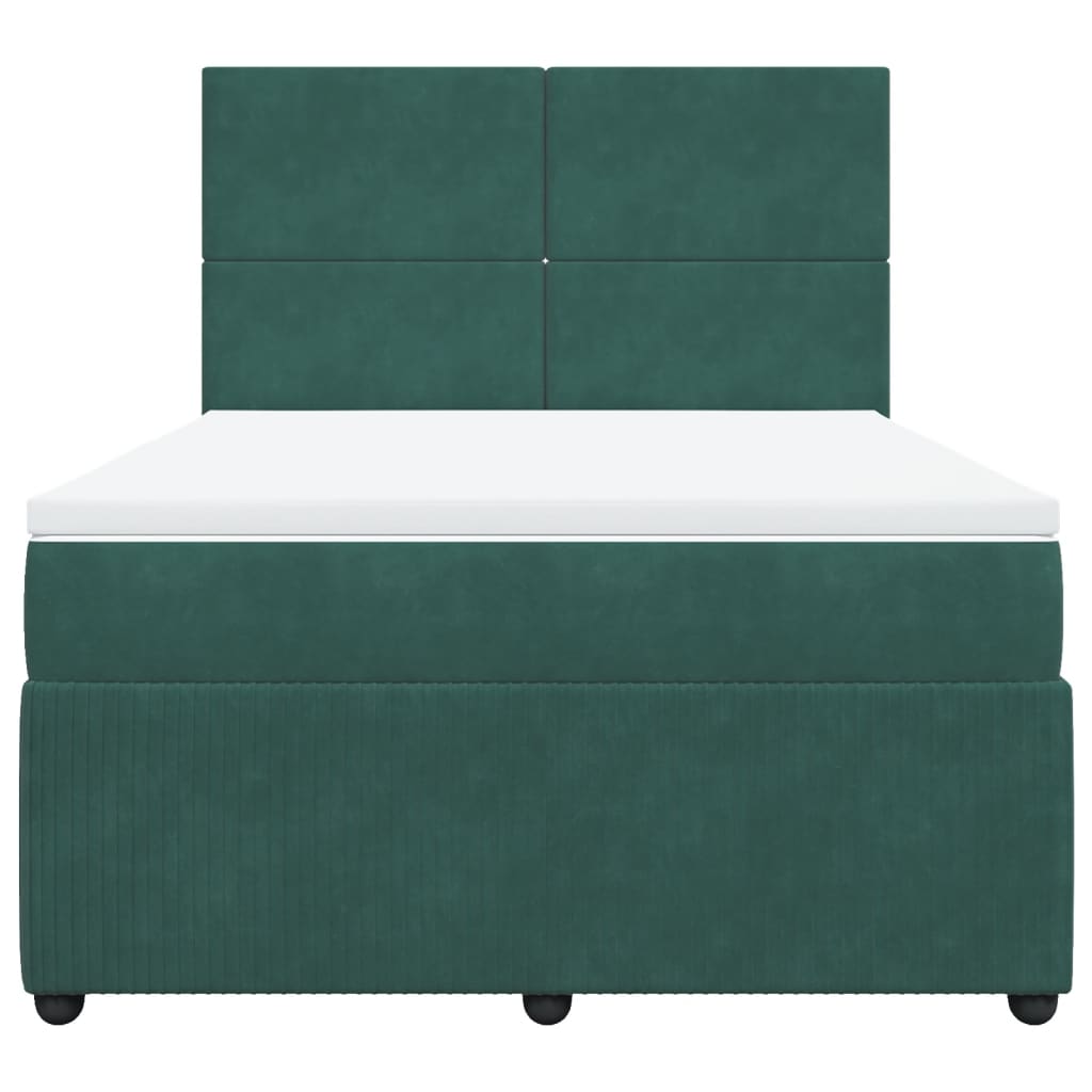 Boxspring met matras fluweel donkergroen 140x200 cm