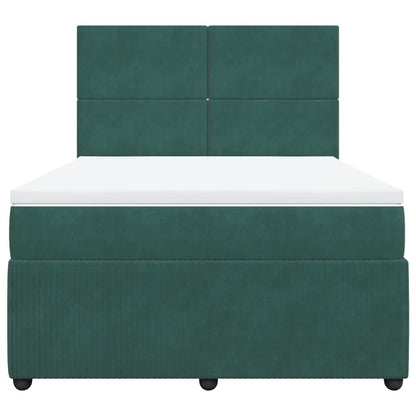 Boxspring met matras fluweel donkergroen 140x200 cm