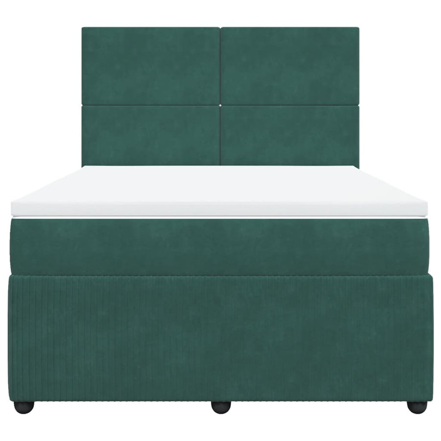 Boxspring met matras fluweel donkergroen 140x200 cm