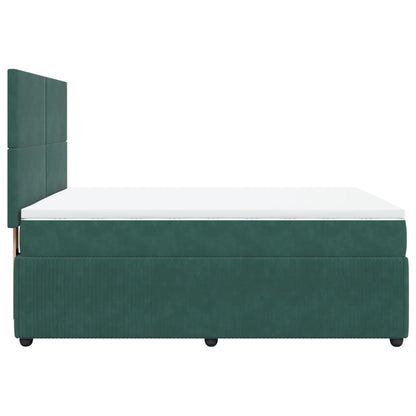 Boxspring met matras fluweel donkergroen 140x200 cm