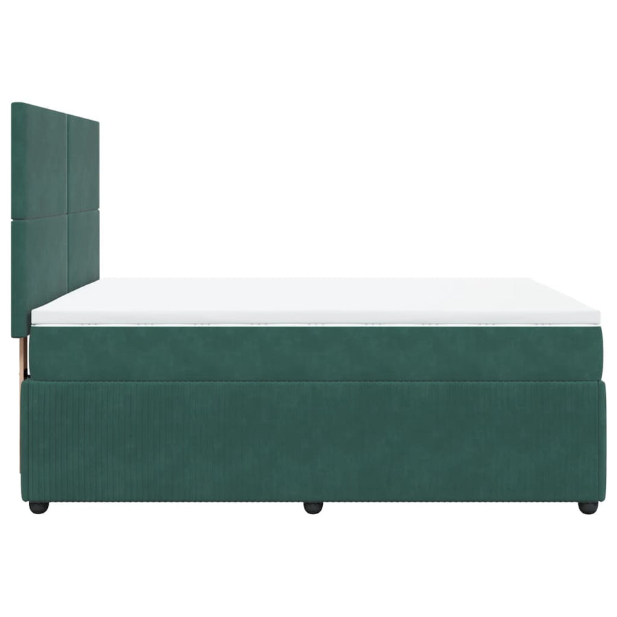 Boxspring met matras fluweel donkergroen 140x200 cm