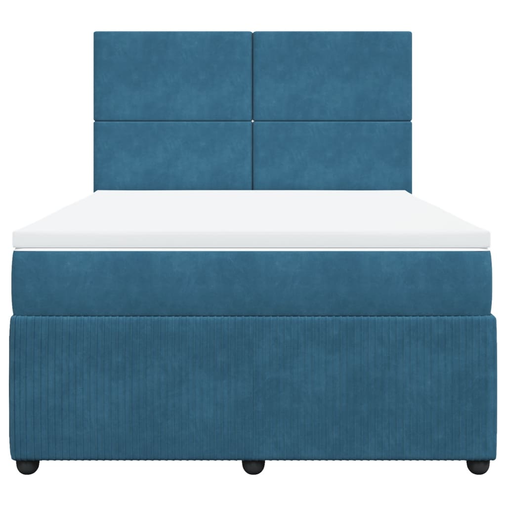 Boxspring met matras fluweel blauw 140x200 cm
