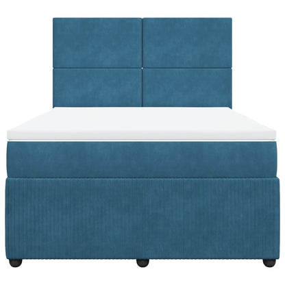 Boxspring met matras fluweel blauw 140x200 cm