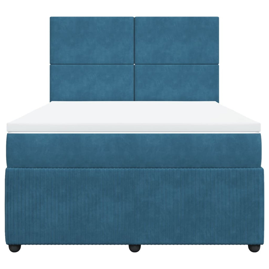 Boxspring met matras fluweel blauw 140x200 cm
