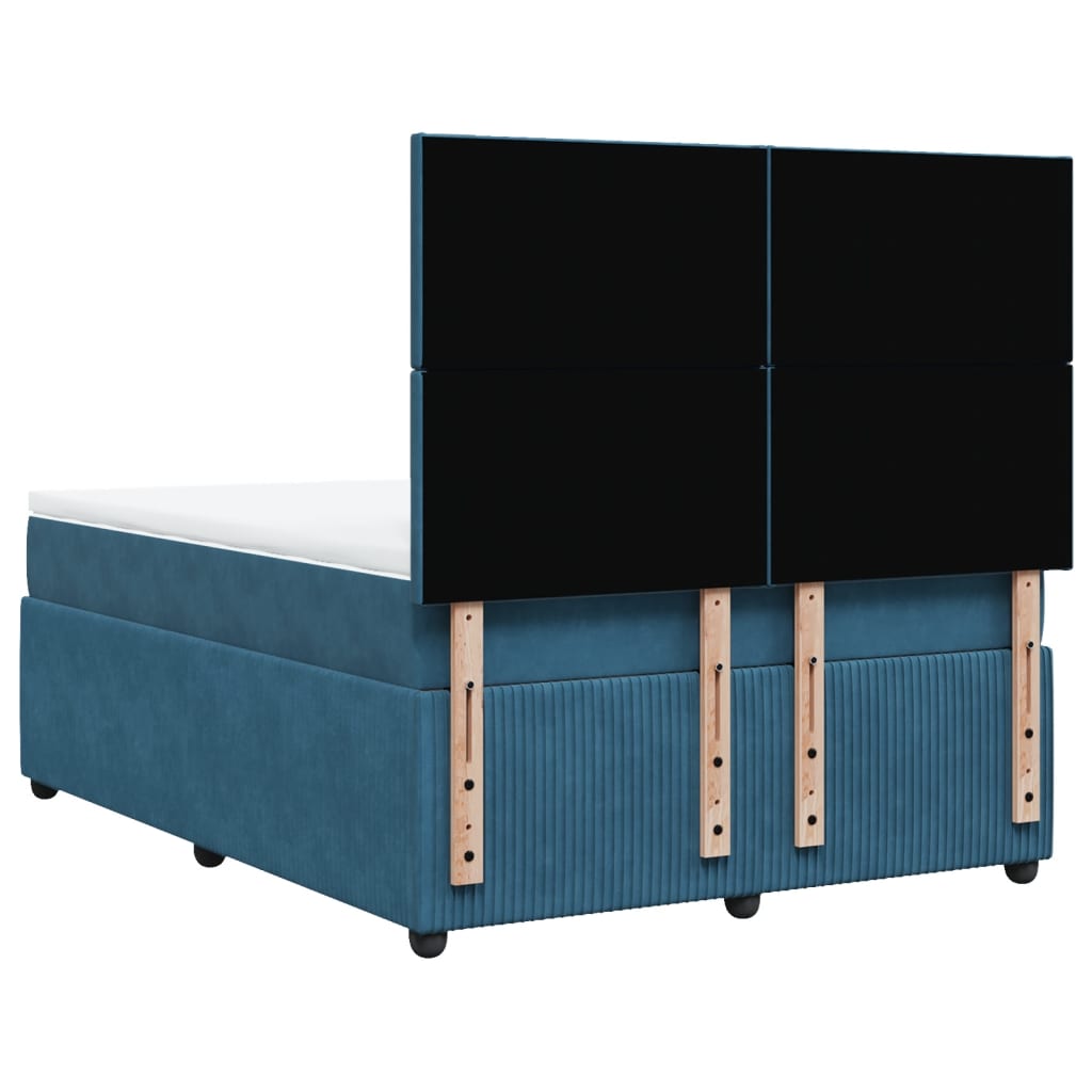 Boxspring met matras fluweel blauw 140x200 cm