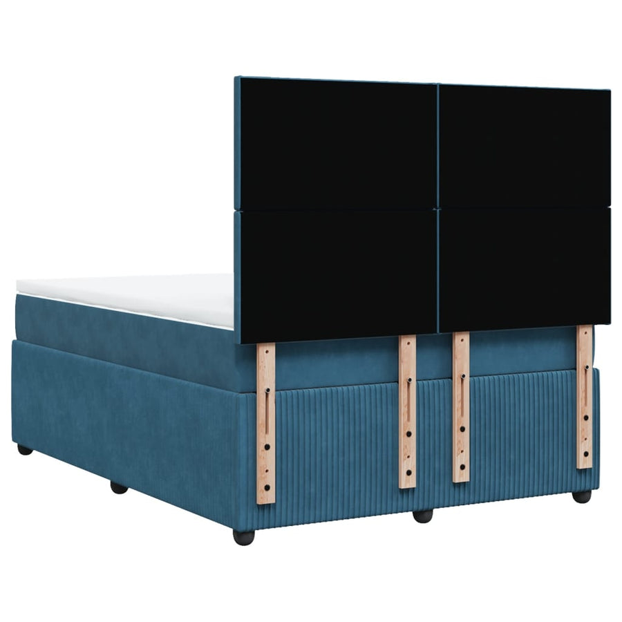 Boxspring met matras fluweel blauw 140x200 cm