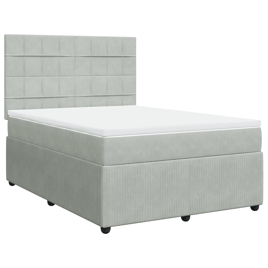 Boxspring met matras fluweel lichtgrijs 140x200 cm